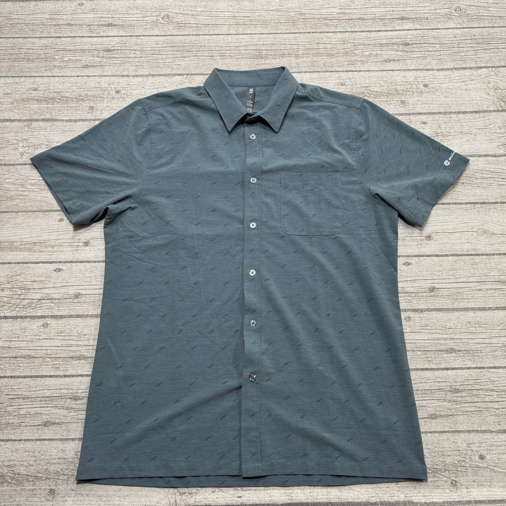 Vuori Shirt Men's Large Blue Short Sleeve Button Down Athleisure Outdoor Preppy